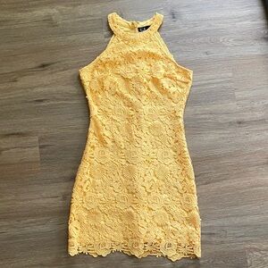 Elegant Yellow Lace Dress